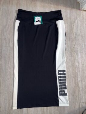 Puma Black Pencil Skirt with White Side Panels and Logo